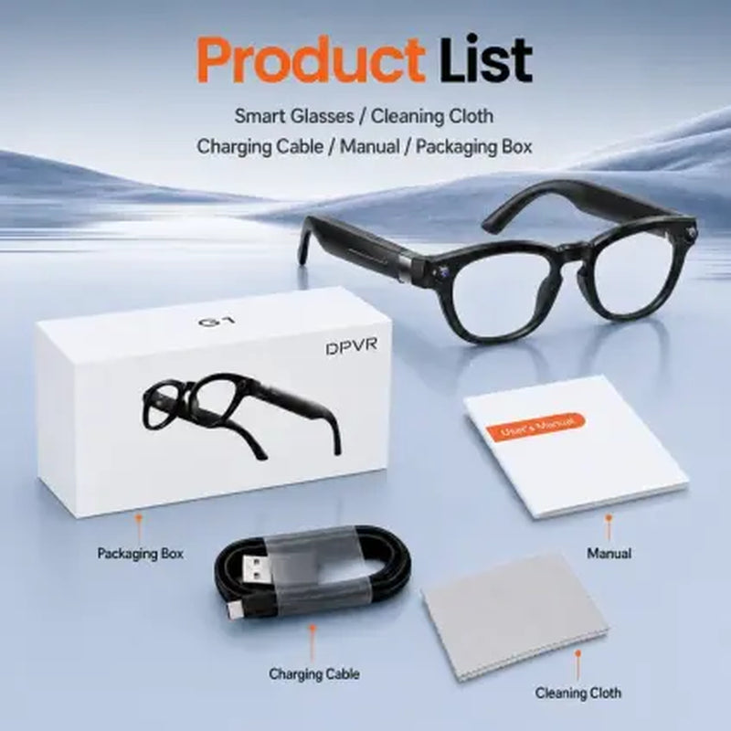 DPVR G1 Smart AI Glasses - Wearable Smart Glasses with 141-Language Translation, Smart Image Recognition, 1080P Offline Video Recording for Everyday Moments, Photochromic Lenses, Never Miss a Great Moment Again Camera BT, Ideal Father