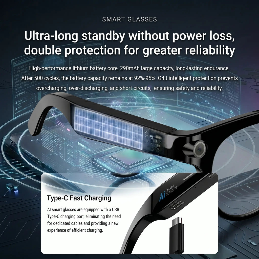 Smart AI Glasses with 8MP HD POV Camera - Button Touch Adjustment, Hands-Free Photography, Real-Time Multi-Language Translation, Bluetooth Wireless Video Recording, Portable Wearable - Ideal for Vlog,Travel, Outdoor,Sport, Father'S Day Gift