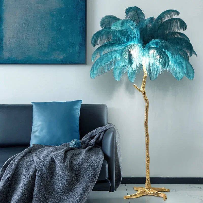 Modern LED Feather Floor Lamp Nordic Ostrich Standing Light for Ins Live Broadcast Room Living Bedroom Sofa Corner Home Decor
