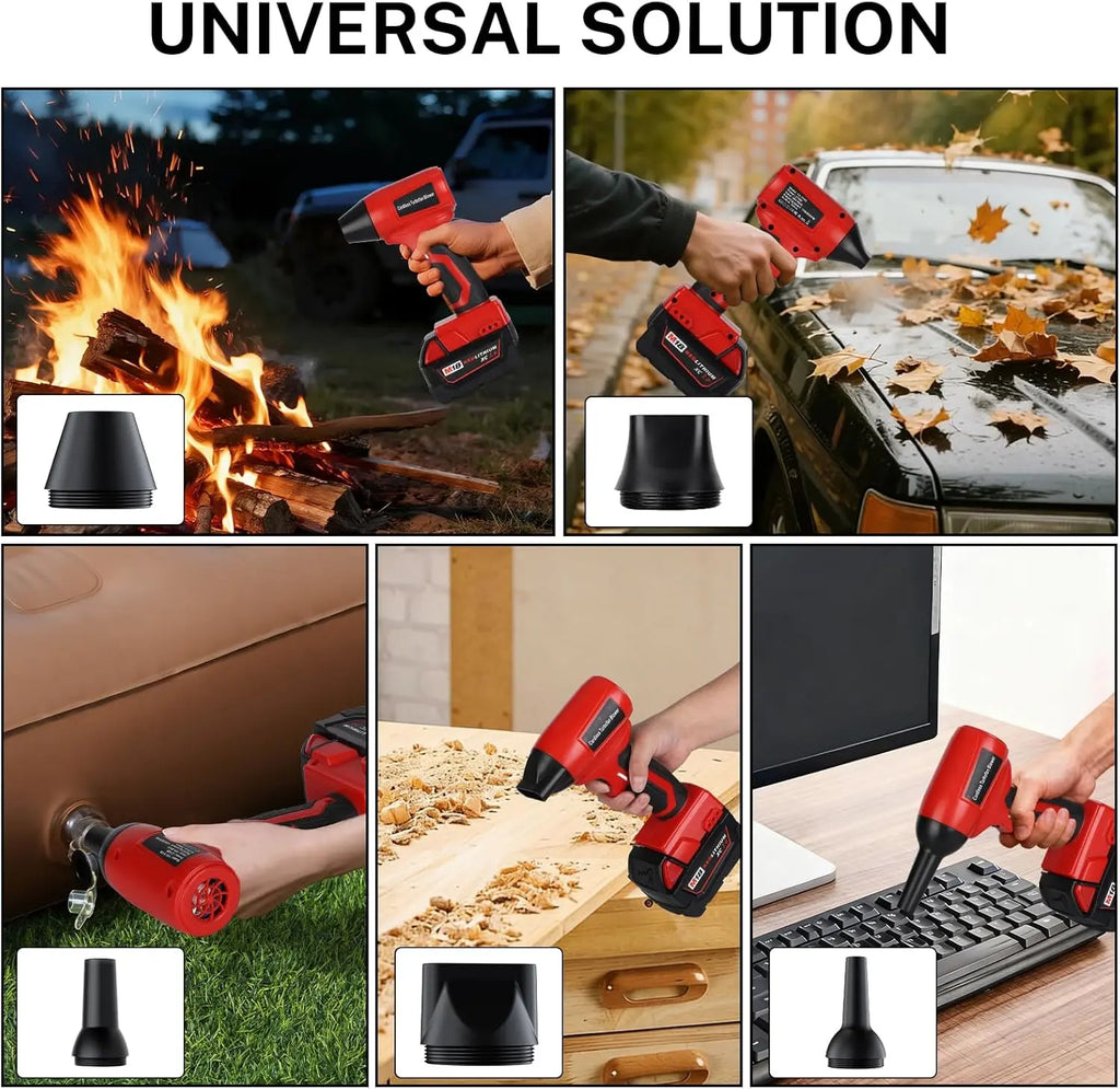 Awoyisa Cordless Dust Cleaning Blower, Compatible with Milwaukee M18 18V Battery. This Handheld Leaf Blower with Turbo Jet Fan and Nozzles Works Great for Garden Maintenance, Car Drying, Leaf and Dust Removal. （Battery Not Included.）