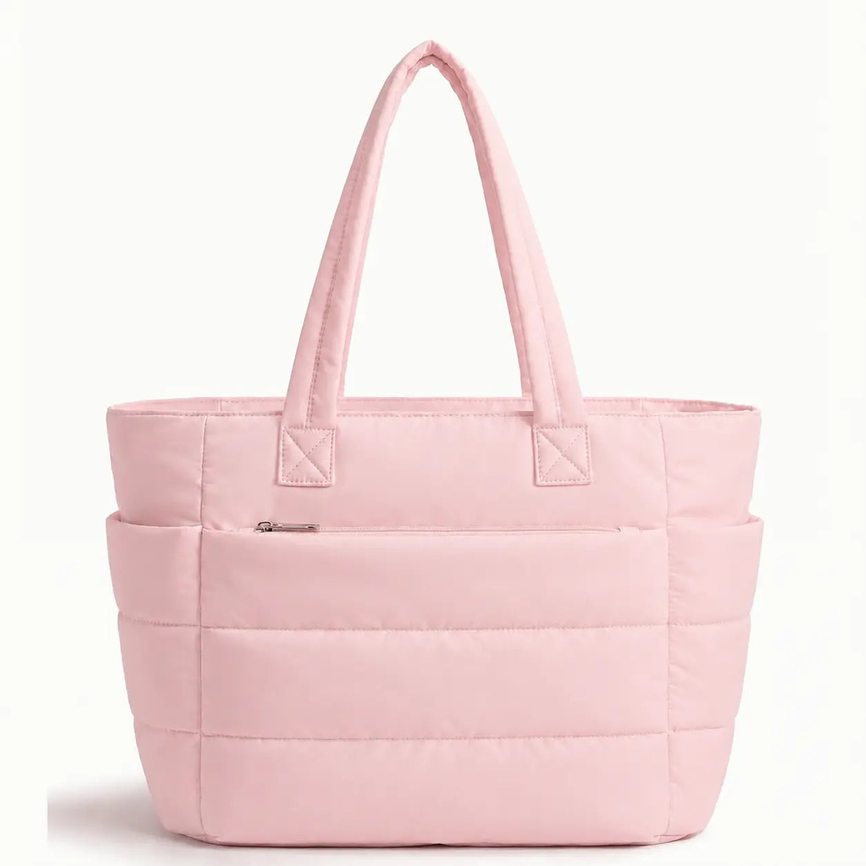Fiveseasonhome 20L Puffy Quilted Tote Bag for Women, Lightweight Bubble Nylon Laptop Shoulder Bag with Built-In 40Oz Cup Holder & Multiple Compartments, Large Work Travel College Commute Handbag Fits 15.6 Inch Laptop