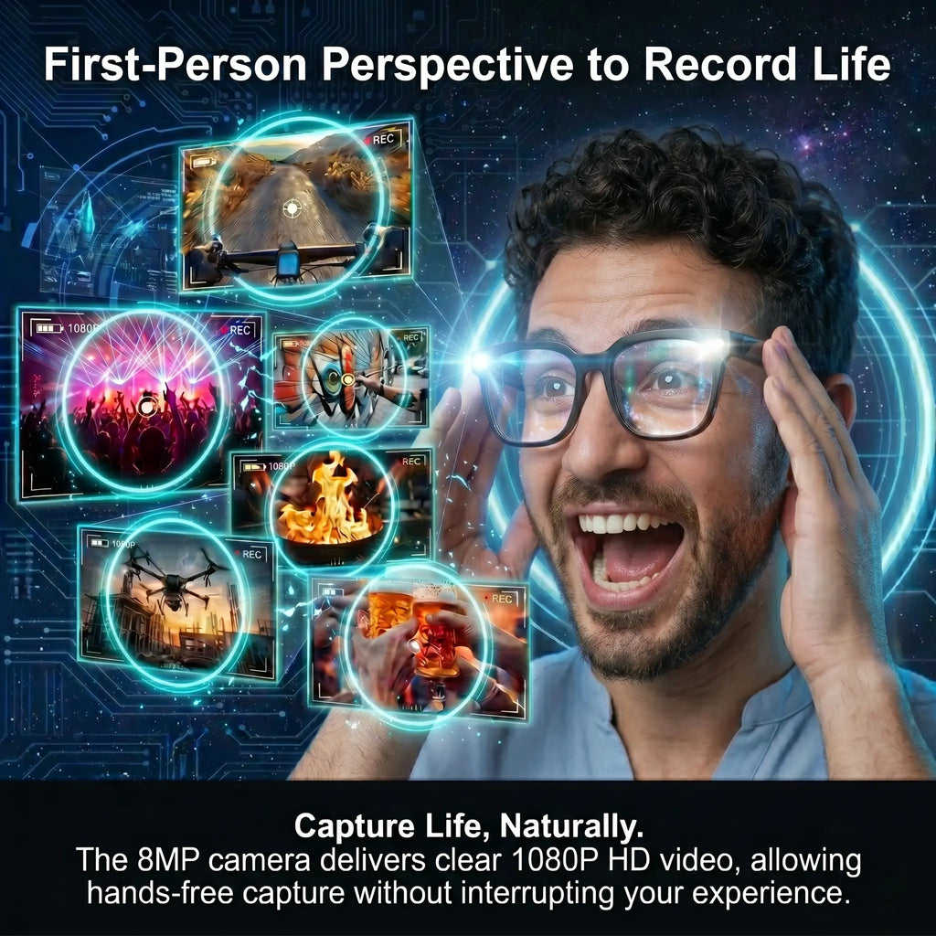 Smart AI Glasses with 8MP HD POV Camera - Button Touch Adjustment, Hands-Free Photography, Real-Time Multi-Language Translation, Bluetooth Wireless Video Recording, Portable Wearable - Ideal for Vlog,Travel, Outdoor,Sport, Father'S Day Gift