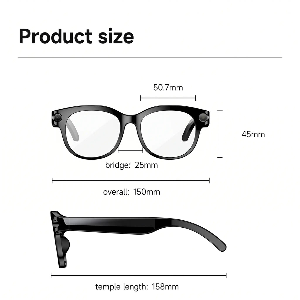 Smart AI Glasses with 8MP HD POV Camera - Button Touch Adjustment, Hands-Free Photography, Real-Time Multi-Language Translation, Bluetooth Wireless Video Recording, Portable Wearable - Ideal for Vlog,Travel, Outdoor,Sport, Father'S Day Gift