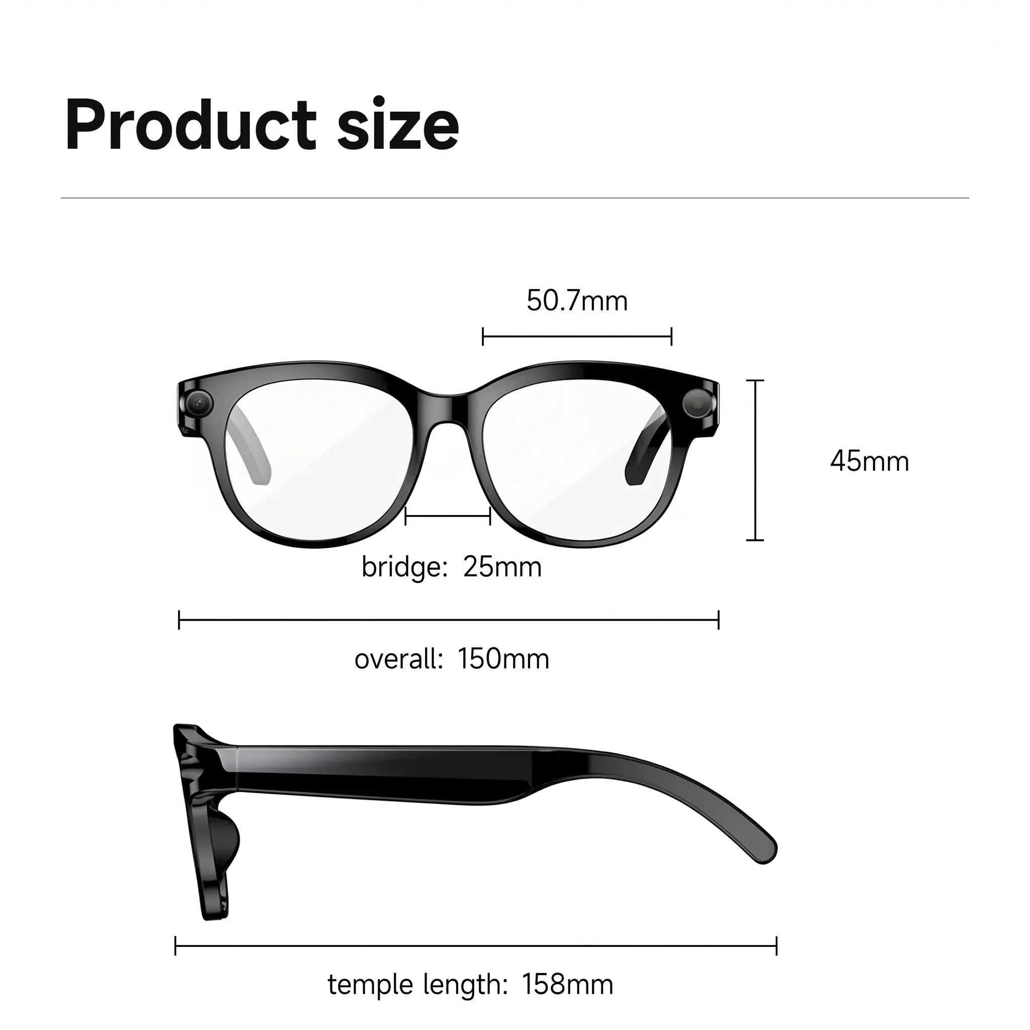 Smart AI Glasses with 8MP HD POV Camera - Button Touch Adjustment, Hands-Free Photography, Real-Time Multi-Language Translation, Bluetooth Wireless Video Recording, Portable Wearable - Ideal for Vlog,Travel, Outdoor,Sport, Father'S Day Gift